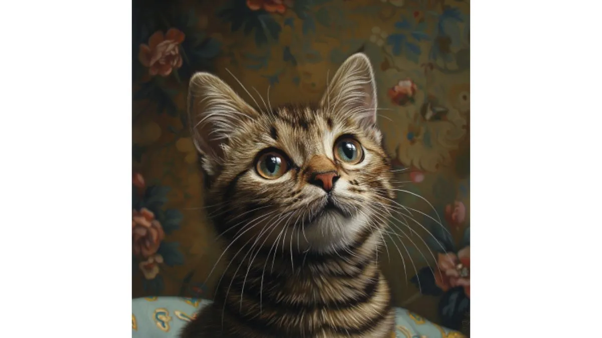 Cat looking directly at the camera, as shown in the cat behavior chart for understanding feline eye contact